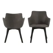 ACT NORDIC Bella Matstol med Armstöd - Antracitgrått Tyg och Svart Ek