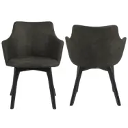 ACT NORDIC Bella Matstol, med Armstöd - Olivgrön Polyester och Svart Ek