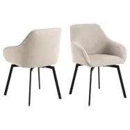 ACT NORDIC Clara matstol, w. armstöd och returled - beige tyg och svart stål