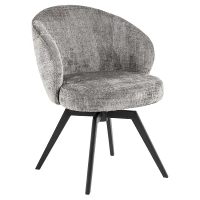 ACT NORDIC Darlene matstol, med armstöd, snurrfunktion, retursnurr - grått tyg och svart stål