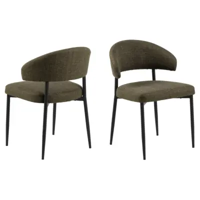 ACT NORDIC Edina matstol - grönt tyg och svart stål