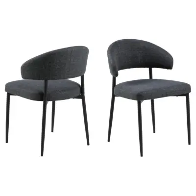 ACT NORDIC Edina matstol - mörkgrått tyg och svart stål