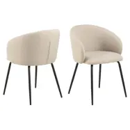 ACT NORDIC Eleanor matstol, w. armstöd - beige tyg och svart stål