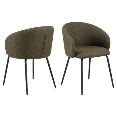 ACT NORDIC Eleanor matstol, med armstöd - grönt tyg och svart stål