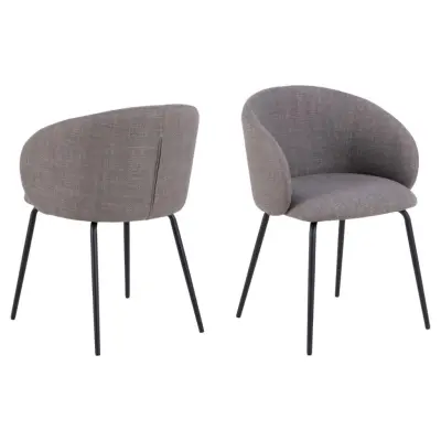 ACT NORDIC Eleanor matstol, med armstöd - ljusgråbrunt tyg och svart stål