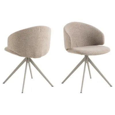 ACT NORDIC Ella matstol, med snurrfunktion - beige tyg och grått stål