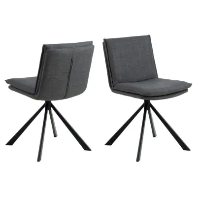 ACT NORDIC Flynn matstol, med snurrfunktion - mörkgrått tyg och svart stål