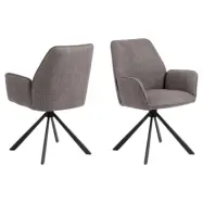 ACT NORDIC Glenda matbordsstol, med armst&ouml;d och vridfunktion - ljust gr&aring;brunt tyg och svart st&aring;l