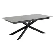 ACT NORDIC Irwine matbord, m. 1 extra platta - grå Anista grov keramik och svart stål (200/240x100)