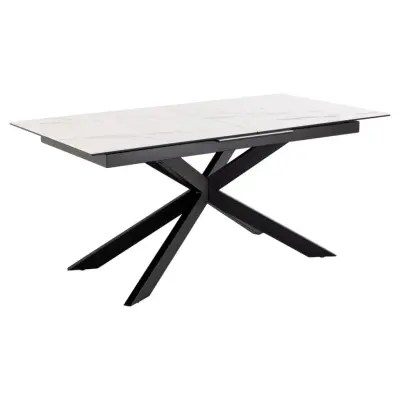 ACT NORDIC Irwine matbord, m. 1 tilläggsplatta - vit Akranes grovkeramik och svart stål (168/210x90)