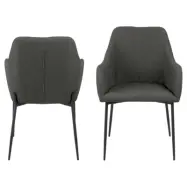 ACT NORDIC June Matstol, med Armstöd - Grått Tyg och Svart Metall