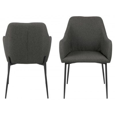 ACT NORDIC June Matstol, med Armstöd - Grått Tyg och Svart Metall