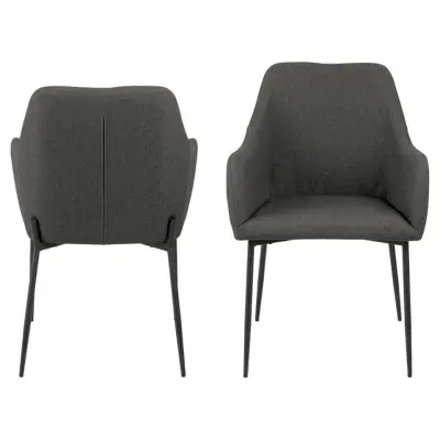 ACT NORDIC June Matstol, med Armstöd - Grått Tyg och Svart Metall