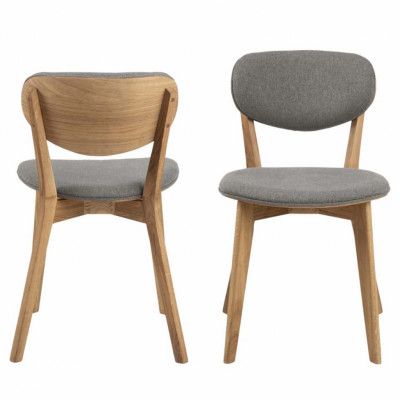 ACT NORDIC Minsk Matstol - Ljusgrå Polyester och Naturlig Ek