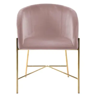 ACT NORDIC Nelson Matstol, med Armstöd - Dammrosa Polyester och Guldmetall