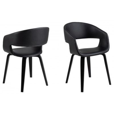 ACT NORDIC Nova matbordsstol, med armstöd - svart PU och svart ekfanér