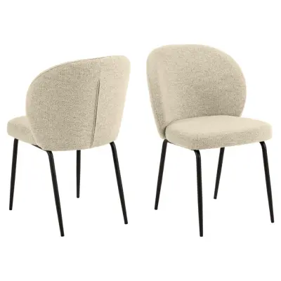 ACT NORDIC Patricia matstol - krämtyg och svart metall