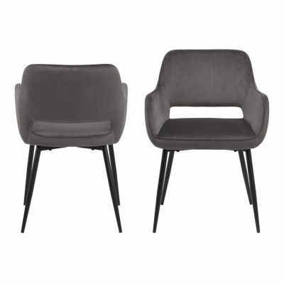 ACT NORDIC Ranja Matstol - Mörkgrå / Svart Tyg / Metall, med Armstöd