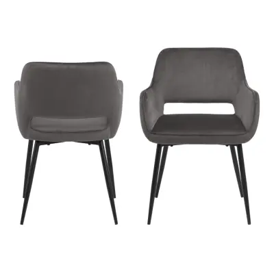 ACT NORDIC Ranja Matstol - Mörkgrå / Svart Tyg / Metall, med Armstöd