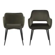 ACT NORDIC Ranja Matstol Olivgrön / Svart Tyg / Metall, med Armstöd