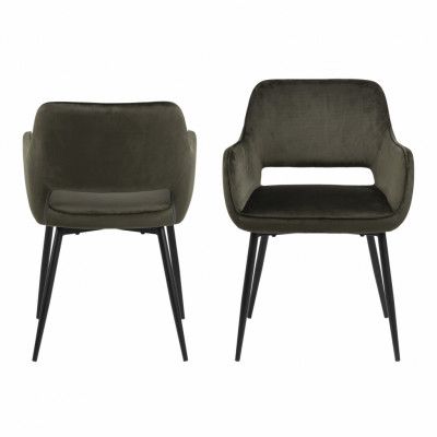 ACT NORDIC Ranja Matstol Olivgrön / Svart Tyg / Metall, med Armstöd