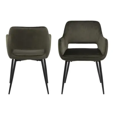 ACT NORDIC Ranja Matstol Olivgrön / Svart Tyg / Metall, med Armstöd