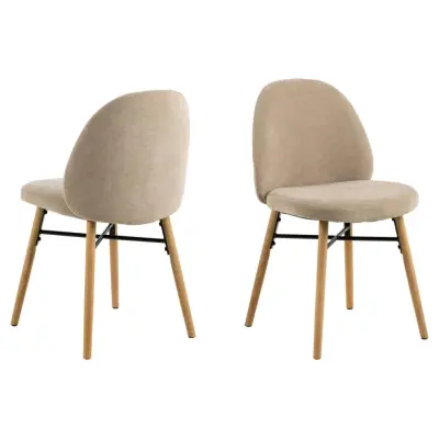 ACT NORDIC Sophia matstol - beige tyg och matt naturfärgad ek