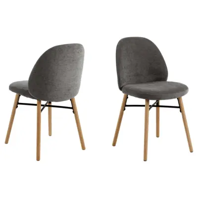 ACT NORDIC Sophia matstol - mörkgrått tyg och matt naturfärgad ek