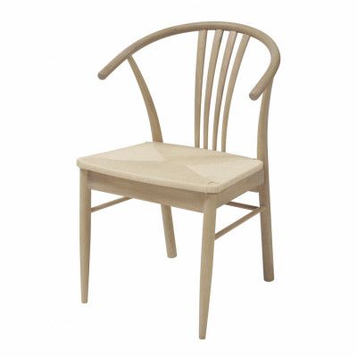 ACT NORDIC York Matstol, med Armstöd - Flätat Pappersrep och Vitoljad Ek