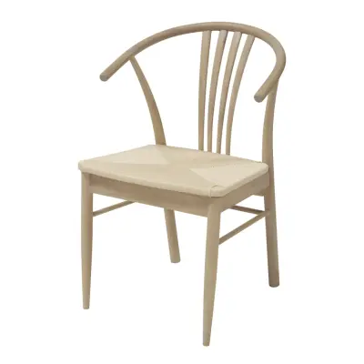 ACT NORDIC York Matstol, med Armstöd - Flätat Pappersrep och Vitoljad Ek