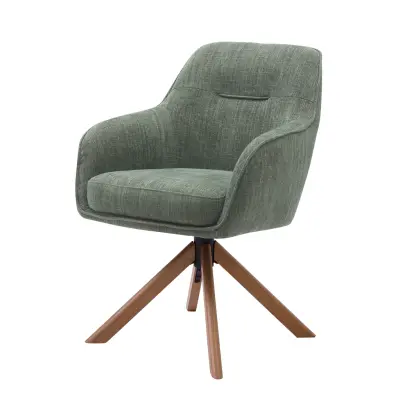 Avola Select snurrstol, med armstöd - skogsgrön polyester och ek