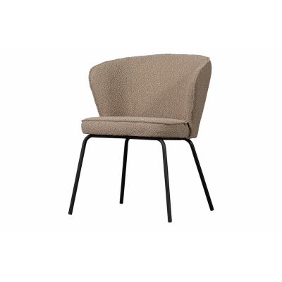 WOOOD Admit matstol - beige bouclé polyester och svart metall