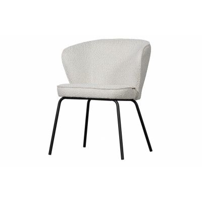 WOOOD Admit matstol - naturlig bouclé polyester och svart metall