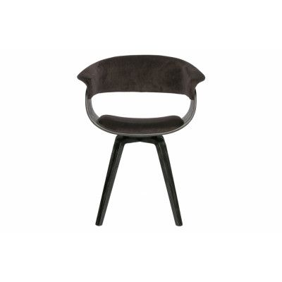 BEPUREHOME Catch matstol med armstöd - brun polyestersammet och svart faner