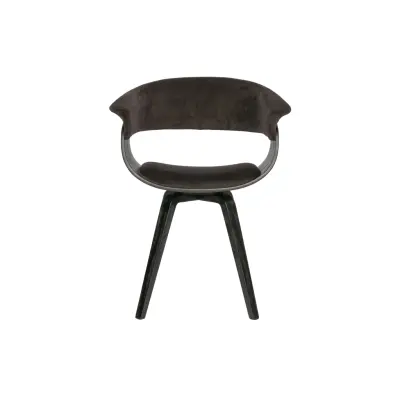 BEPUREHOME Catch matstol med armstöd - brun polyestersammet och svart faner