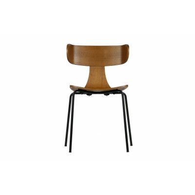 WOOOD Collection matstol - brun askfanér och svart stål