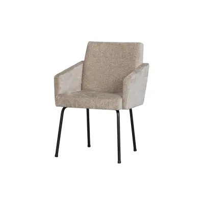 WOOOD Montera matbordsstol, med armstöd - naturlig polyester och svart metall