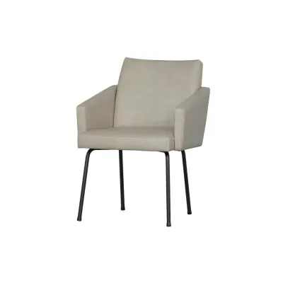 BEPUREHOME Montera matbordsstol, med armstöd - naturläderimitation polyester och svart metall