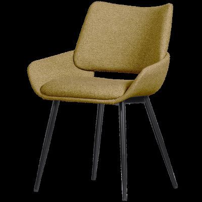 WOOOD Parade matstol - senapsmelerad tyg och metall