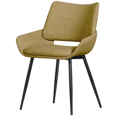 WOOOD Parade matstol - senapsmelerad tyg och metall