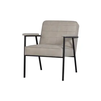 WOOOD Patchwork-fåtölj, med armstöd - naturligt läderimitation polyester och svart metall