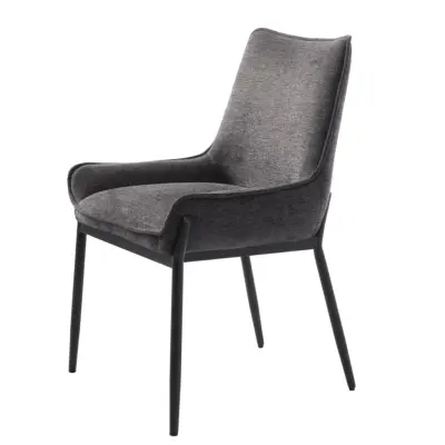 Calgary matstol - mörkgrått tyg och svarta ben