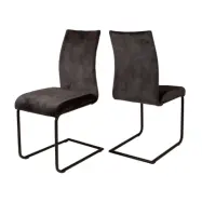 CANETT Stockholm matstol - antracitgr&aring; velour med svarta j&auml;rnben