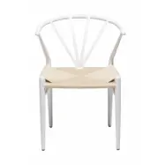 DAN-FORM Delta Matstol - Naturpapperssnöre och Vit Metall