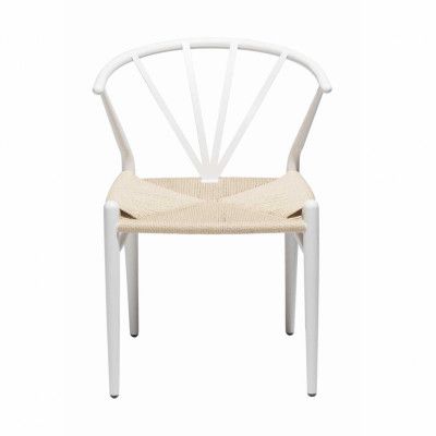 DAN-FORM Delta Matstol - Naturpapperssnöre och Vit Metall