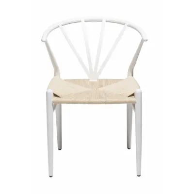 DAN-FORM Delta Matstol - Naturpapperssnöre och Vit Metall