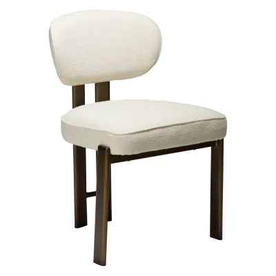 DAN-FORM Duct matstol - beige bouclétyg och antikmässingsmetall