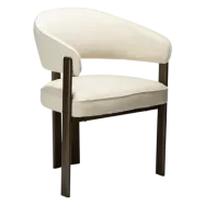 DAN-FORM Duct matstol, med armstöd - beige bouclétyg och antikmässingsmetall