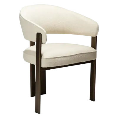 DAN-FORM Duct matstol, med armstöd - beige bouclétyg och antikmässingsmetall