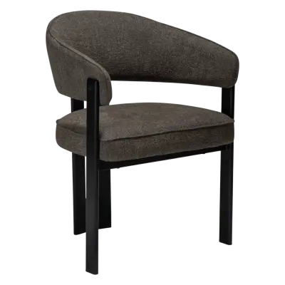 DAN-FORM Duct matstol, med armstöd - major brunt bouclétyg och svart metall